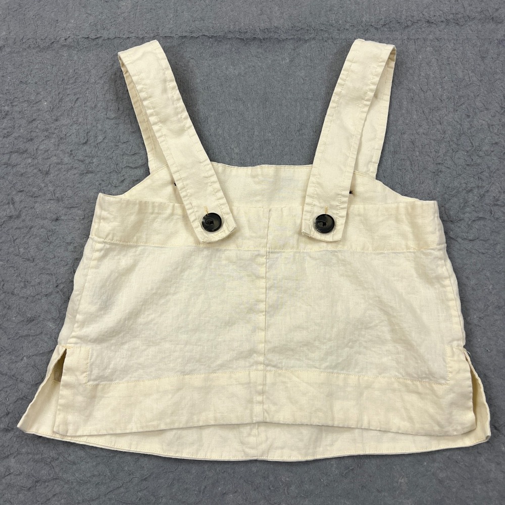 Everlane Top Women's 4 Ivory 100% Linen Woven Apron Tank Button Sleeveless Shirt - Picture 8 of 11